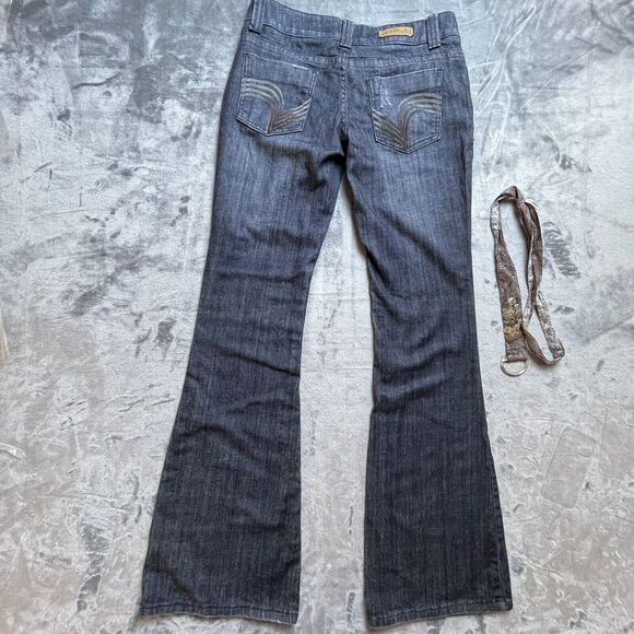 Vintage Mudd Jeans Womens 7 Dark Flare Y2K Belt Accessory - Picture 4 of 8